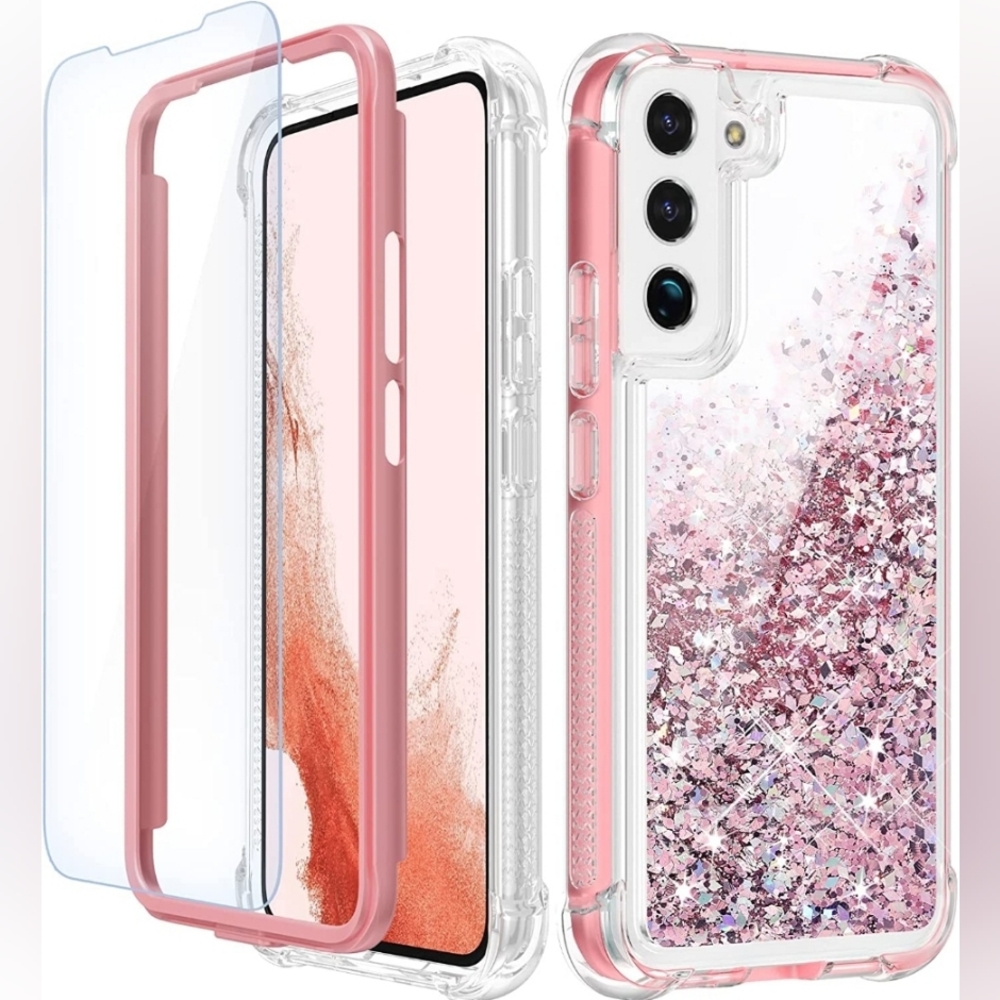 S22 CASE ONLY HYBRID SCREEN PROTECTOR BUILT IN LIQUID GLITTER CASE